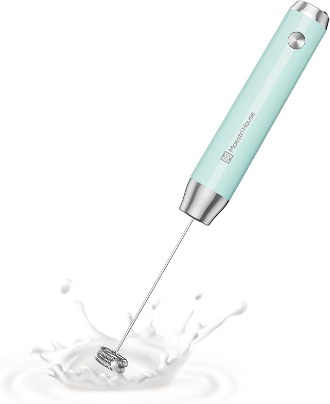 Maestri House Rechargeable Milk Frother, LunaFro NS 2-Speed Handheld Electric Foam Maker Waterproof Detachable Stainless Steel Whisk Drink Mixer Foamer for Lattes, Cappuccino, No Stand