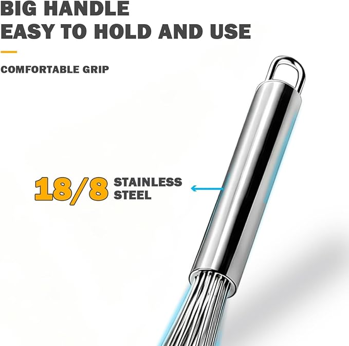18/10 Stainless Steel Large Whisk, 15.5 inch Heavy Duty Long Whisk Suitable for Deep Pots or Big Bowl, Mixing, Beating, Blending