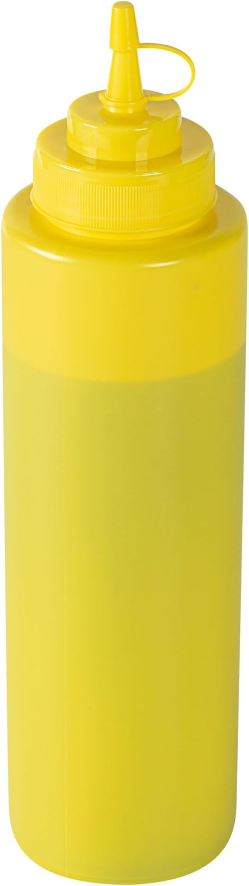 Restaurantware Plastic Squeeze Bottle 32 oz Wide Mouth Condiment Bottle With Cap Reusable Dishwashable Yellow Sauce Dispenser For Syrups, Ketchup, Mustard, Oil, Dressing, Honey, Art And Craft