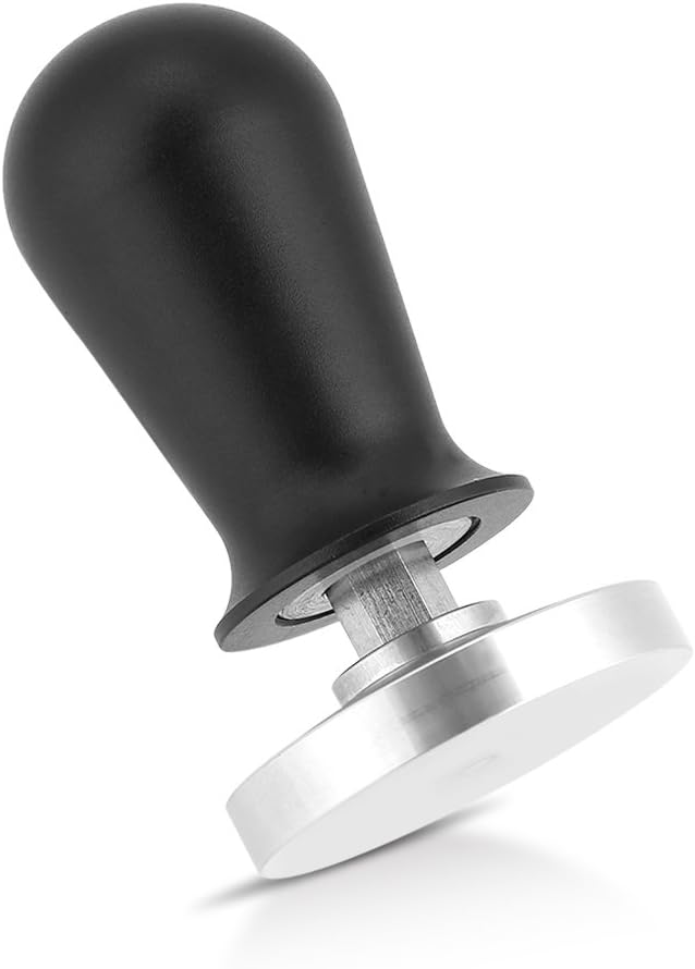 Coffee Tamper, 58mm Stainless Steel Flat Base Tamper Tool, Duty 304 SS with Ergonomic Aluminum Handle, for 58mm & 51mm Portafilters to Press Ground Beans in Kitchen or Coffee