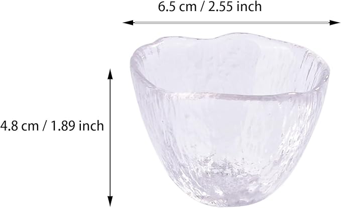 1.7 oz Small Glass Cup Set of 4-50ml Clear Sake Cup, Espresso Shot Glass, and Whiskey Tasting Glass - 2.55" Wide x 1.89" Tall Textured Transparent Glassware for Spirits, Tea, and Home Bar