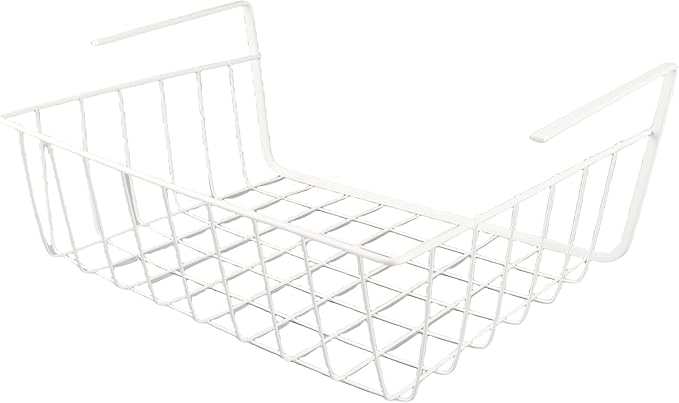 Under Shelf Basket, Metal Under Shelf Storage Hanging Wire Basket Shelves Desk Bookshelf Pantry Organizers for Kitchen Office Laundry Room Space Saving Multipurpose (M) (M)
