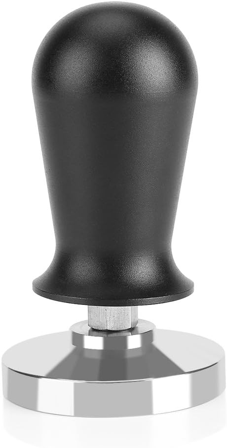 Coffee Tamper, 58mm Stainless Steel Flat Base Tamper Tool, Duty 304 SS with Ergonomic Aluminum Handle, for 58mm & 51mm Portafilters to Press Ground Beans in Kitchen or Coffee