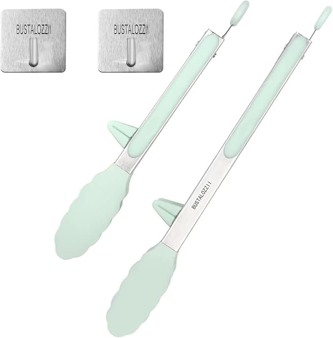 Kitchen Tongs with Silicone Tips 12-9Inch Stainless Steel Tongs for Cooking Heat Resistant Silicone Cooking Tongs Perfect for Grilling, Salad, and Canning,Link 2ps (macaran)