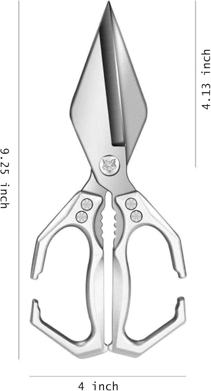 Multifunctional Heavy-Duty Kitchen Shears,Ultra Sharp Stainless Steel Poultry Shears,Multipurpose Food Scissors for Chicken, Meat,Fish, Vegetables,Bone Cutting(Silver)