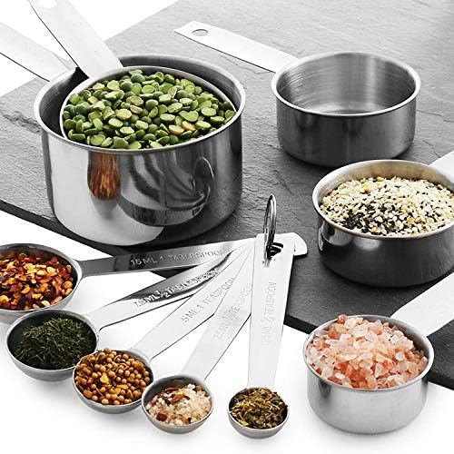 14pcs Measuring Spoons And Measuring Cups Set, Stainless Steel Measuring Cups And Spoons Set, 7 Spoons & 5 Measuring Spoons Measuring Rod & Funnels, Kitchen Gadgets Essentials Tools