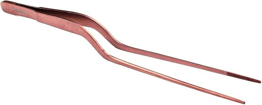 O'Creme 8 Inch Rose Gold Stainless Steel Precision Kitchen Culinary Offset Tweezer Tongs