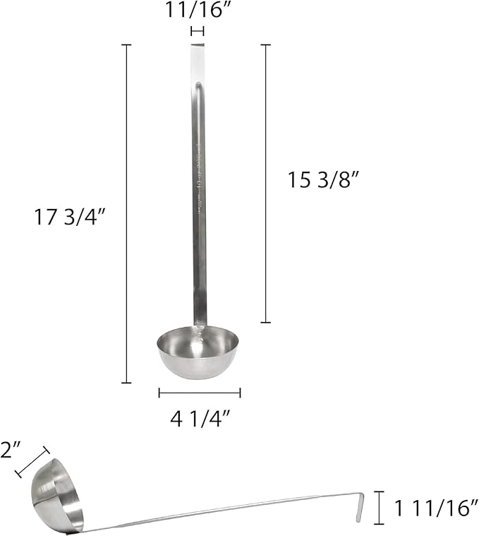 TrueCraftware- 10 oz Stainless Steel Ladle with Long Hooked Handle- Kitchen Ladle Best Kitchen Accessories for Cooking and Serving Spoon for Soup Chili Gravy Salad Dressing and Pancake Batter