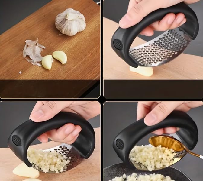 Garlic Press Rocker - Stainless Steel Ergonomic Garlic Mincer, Crusher, and Chopper Kitchen Gadget Tool 1 Pc