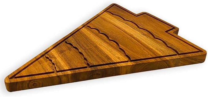 Affinity Decor Organic Acacia kitchen Cutting Chopping Charcuterie Board Platter for Butcher Block Cheese and Vegetables (Christmas Tree with Curved Groove 13.5"L x 10.8"W)