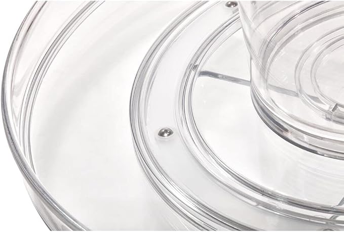 iDesign The Sarah Tanno Collection 11" Lazy Susan Spinning Cosmetic Organizer with Removable Cup, Clear/White