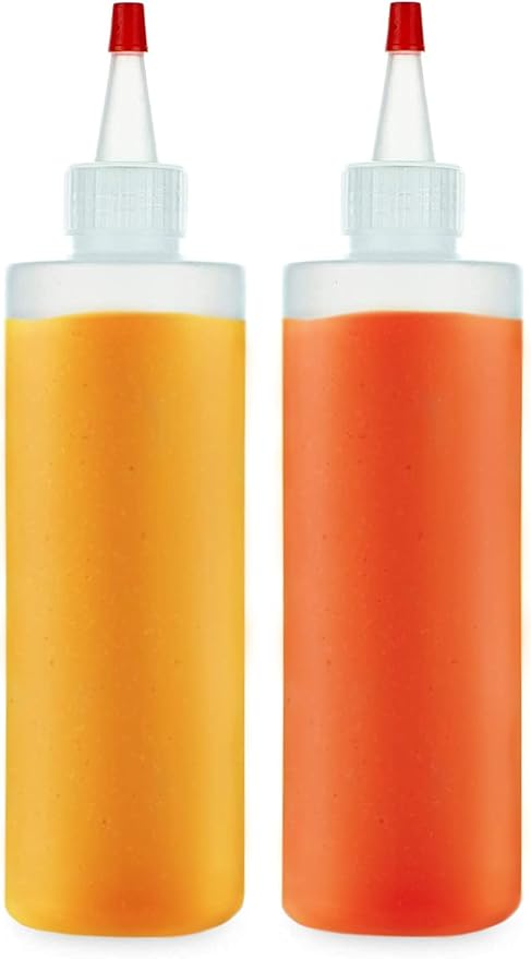 BRIGHTFROM Condiment Squeeze Bottles, 8 OZ Empty Squirt, Red Top Cap, Leak Proof - for Ketchup, Mustard, Syrup, Sauces, Dressing, Oil, Arts & Crafts, BPA FREE Plastic - Perfect for Kitchen - 1 PACK