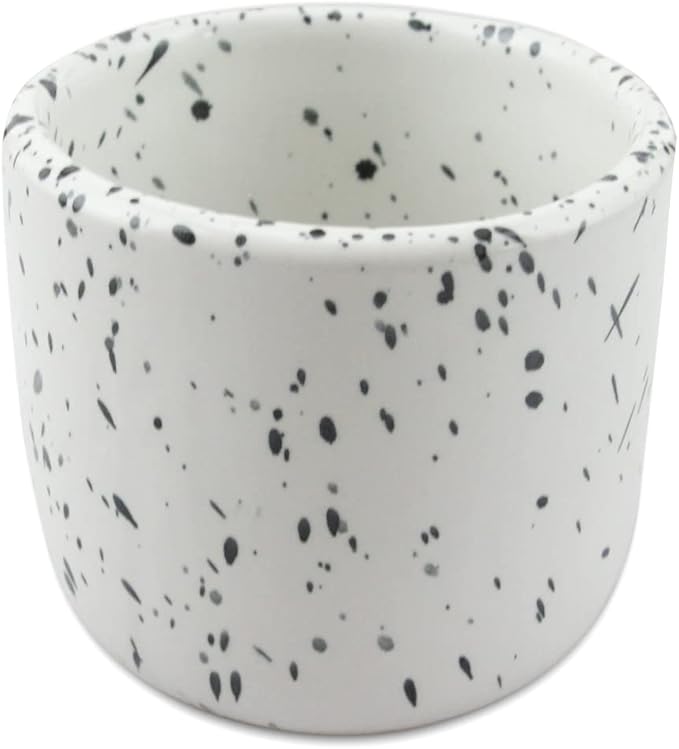 RoRo Handcrafted Ceramic Sipper Cups Set of 2-8 oz | White Glossy with Dark Speckles | Microwave & Dishwasher Safe | Compact Design for Coffee & Tea