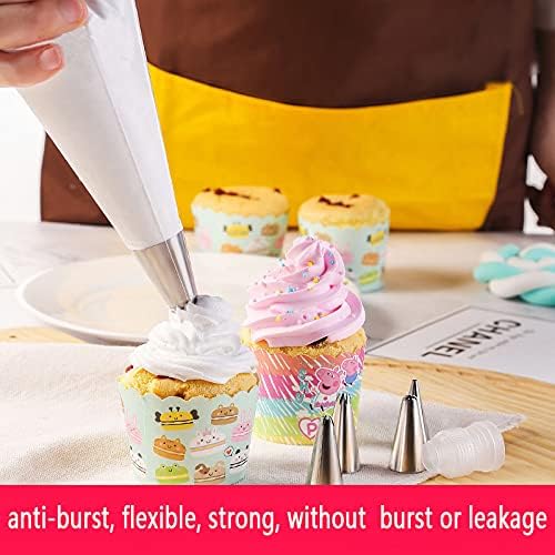 100 Pieces Piping Bags Disposable - Tipless Piping Bags | Pastry Bags | Icing Bags | Frosting Bags for Cake Cookies Baking Decorating (14 inch bags-A)