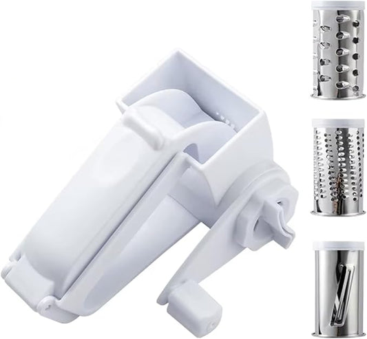 DUTHINGS Rotary Cheese Grater with Handle, Hand Crank Cheese Grater with 3 Stainless Steel Blades, Manual Cheese Shredder for Kitchen