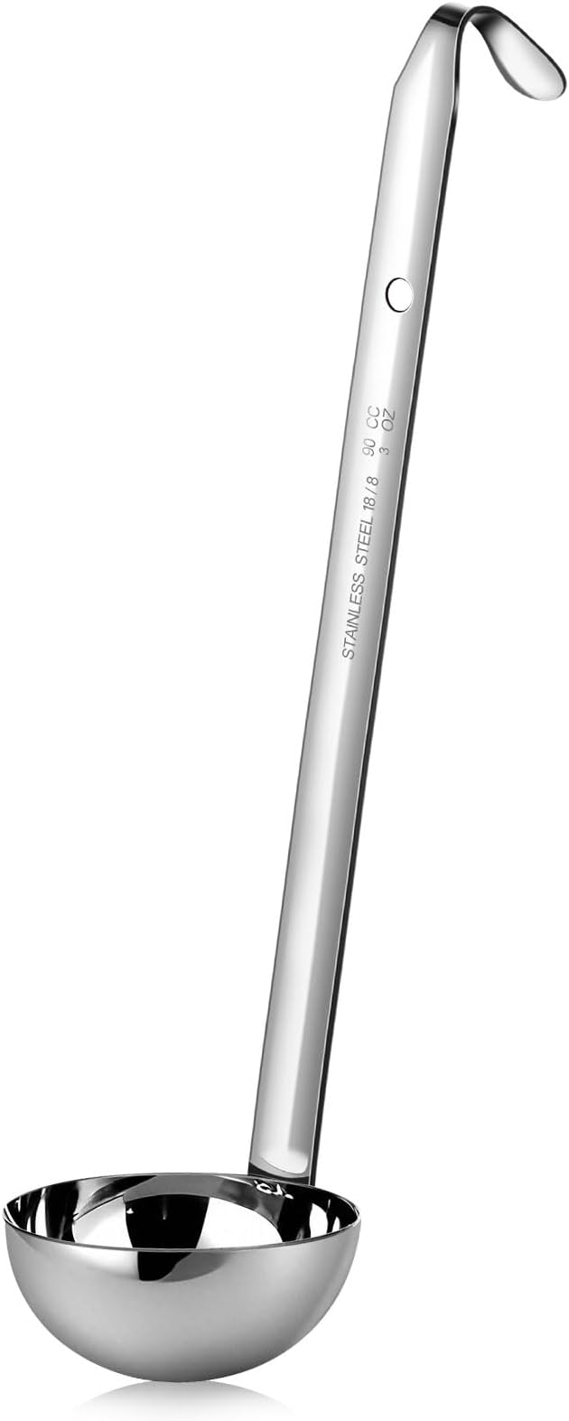 meekoo 1 Pieces Stainless Steel Ladle Soup Handle Ladle with Pouring Rim for Kitchen Cooking Soup Sauce (3 oz)