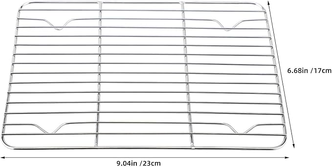 2pcs Stainless Steel Cooking Rack, Steamer Baking Drying Wire Cooling Rack for Toaster Oven Cooking Roasting Grilling Cookie Cake Meat 9 x 7inch