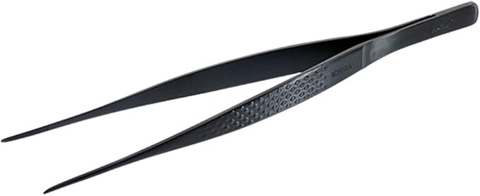 Mercer Culinary 18-8 Stainless Steel Precision Plus Chef Plating Tong, Fine Point, 6-1/8 Inch, Matte Black