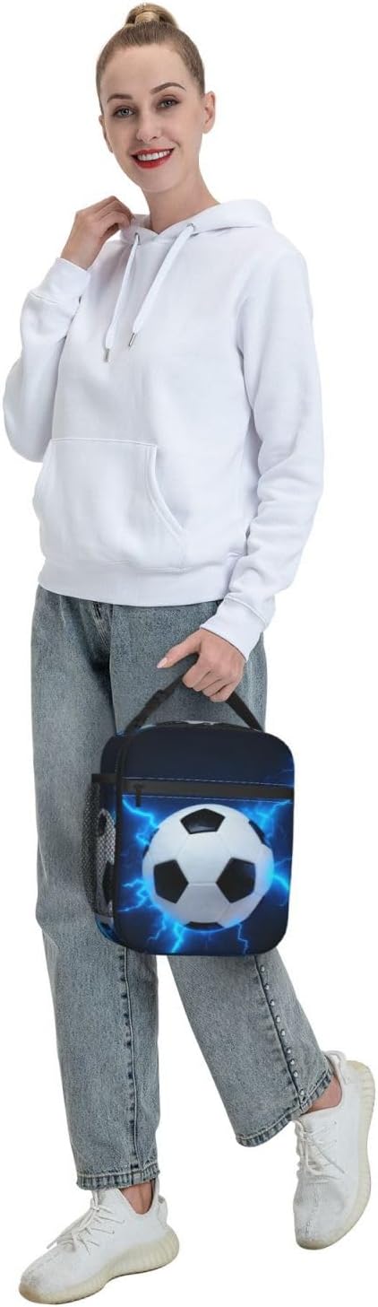 Football ﻿ Lunch Box Insulated Lunch Bag for Adult Women Men Reusable Aesthetic Tote Lunchbox Container Work Outdoor Picnic Hiking