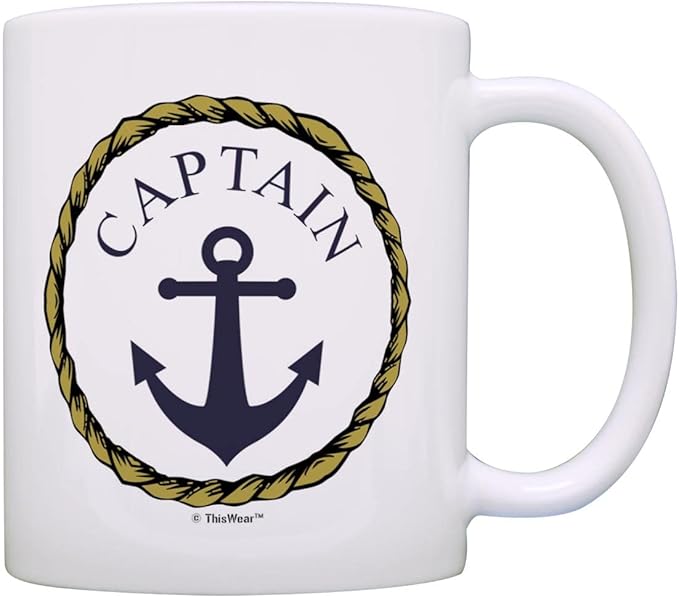 ThisWear Boating Gifts For Men Captain Nautical Gift For Men Classic Nautical 11oz Ceramic Coffee Mug with Handle