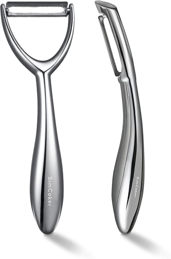 Vegetable Peeler Set, Ultra Sharp Stainless Steel Y Peeler & I Peeler for Potatoes, Fruits and Vegetables, Serrated Blade Kitchen Peeler with Ergonomic Handle