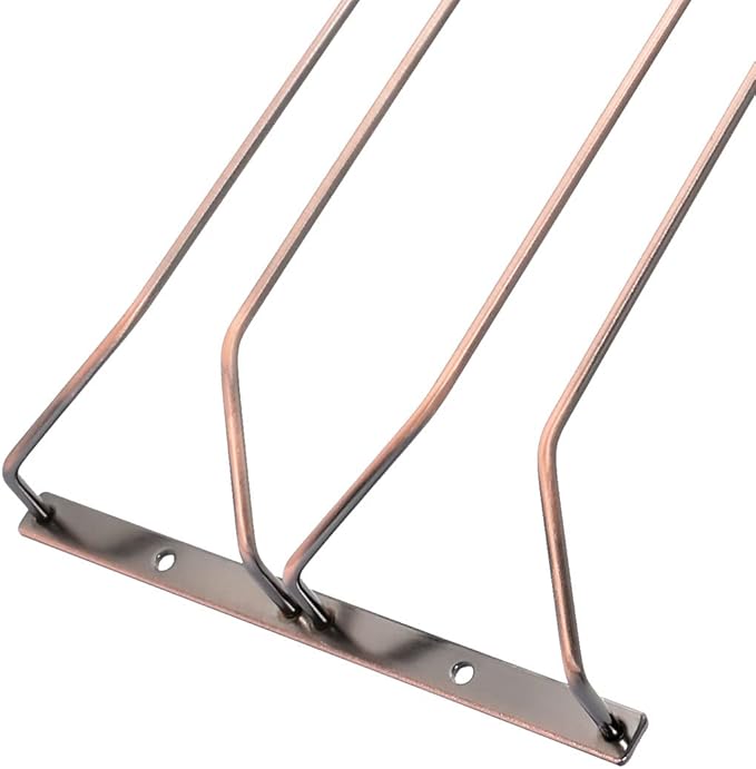 40.5cm Copper Wine Glass Rack, Stemware Rack, Wire Hanging Rack, Under Cabinet Metal Wine Glass Holder (2 Rows, 1 Pack)