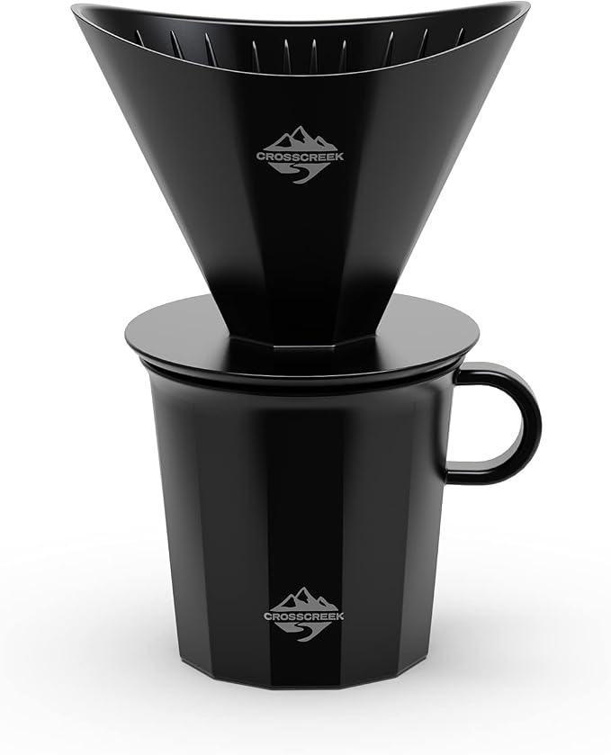 Pour Over Coffee Maker Set, Black Ceramic Coffee Dripper with V60 Paper filter, Black Ceramic Streamline Coffee Mug for Cafe Home Restaurant 6291-12201-03A