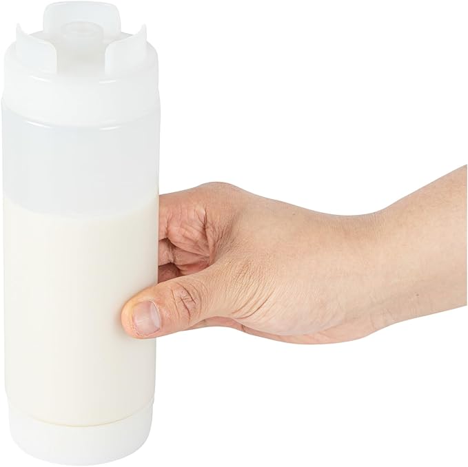 Restaurantware Plastic Squeeze Bottle 20 oz Refillable Condiment Bottle Large Valve Dishwashable Clear Inverted Sauce Dispenser For Thick Condiments, Dressings, Batter, Sour Cream, And Syrups
