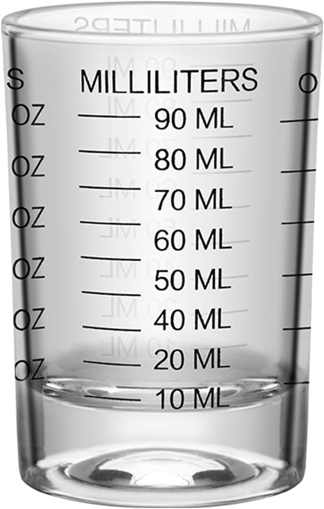 1Pc Shot Glass Measuring Cup 3 Ounce/90ML Liquid Heavy High Espresso Glass Cup Black Line Espresso Shot Glasses with Measurement (1)