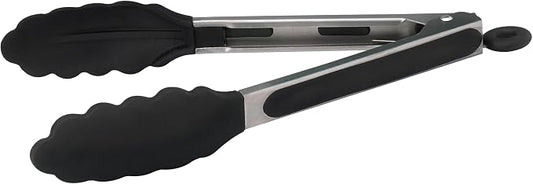 Winco 9" Heavy-Duty Stainless Steel Utility Tongs Silicone Grips and Lock Clip