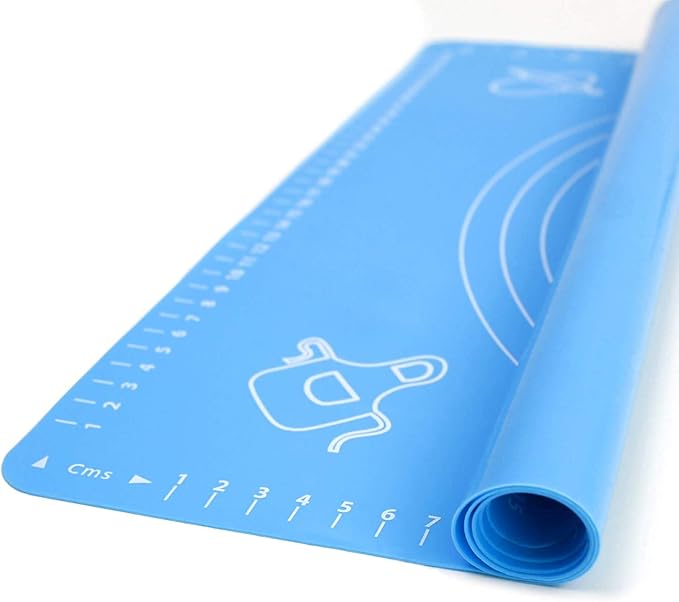 Silicone Baking Mat with Measurements, Pastry Rolling,Counter Mat,Dough Rolling Mat,Oven Liner, (25" x 18 ", blue)