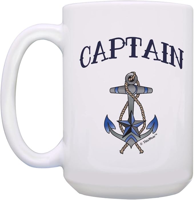 ThisWear Captain First Mate Couples Nautical Decor Sailing Boat 2 Pack 15oz Coffee Mugs 15oz Mugs White
