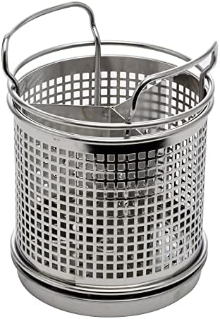 LENITH Stainless Steel Kitchen Round Utensil Holder - Weighted Base for Stability - Utensil Crock With Removable Divider for Easy Cleaning (Round Tulip)