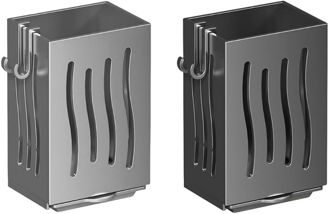 Wall Mounted Utensil Holder with Drip Tray, Kitchen Cutlery Drying Rack and Storage Box for Spoon Fork Brush Sponge, ABS Plastic Sink Side(Black)