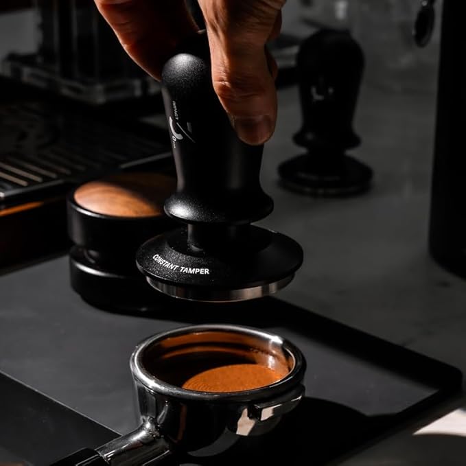 Coffee Tamper Universal Constant Pressure Stretch Powder Press Adjustable Depth 304 Stainless Steel Corrugated Base 53mm Coffee Maker Accessories for Espresso