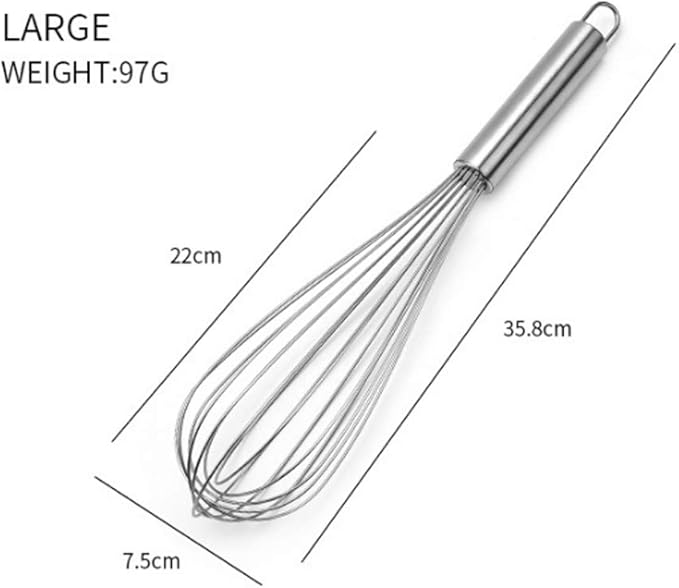 Stainless Steel Whisks 10"+12"+14"+16" Kitchen Whisk Set Kitchen Whip Kitchen Utensils Balloon Whisk Wire Whisk for Blending, Whisking, Beating, Stirring by KAUKKO (14")