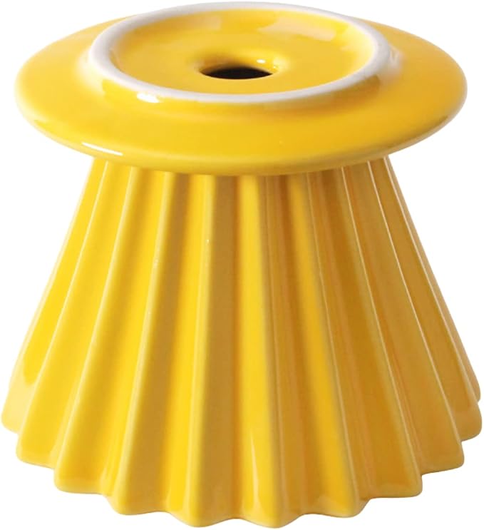 Needzo Pour Over Coffee Dripper Yellow Ceramic Slow Brewing Accessories for Home, Cafe, Restaurants, Reusable Barista Brew Cup, 4.5 x 3.5