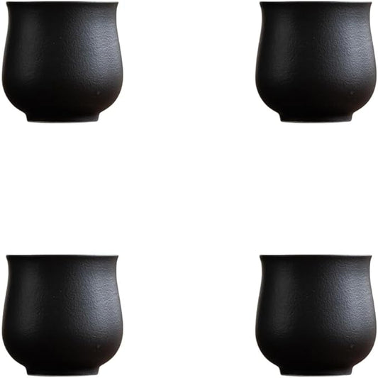 4-Oz Ceramic Espresso Cups Set - Multi-Color, Handle-Free Design for Home & Cafe | Dishwasher-Safe Stoneware Cups (black,4)