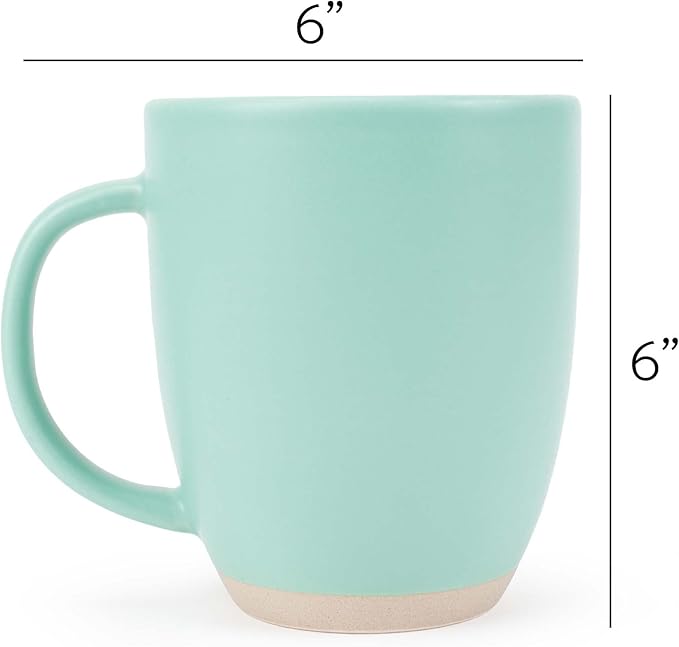 Elanze Designs Raw Clay Bottom Mint Green 13 ounce Ceramic Coffee Mugs Set of 4
