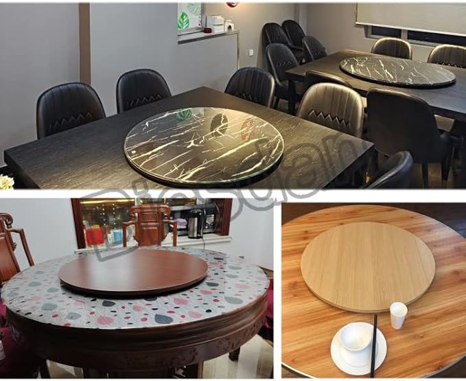 Wood Dining Table Turntable, 20in 24in 28in Round Wooden Lazy Susan Serving Tray, Dining Table Swivel Serving Display, Hotel Tabletop Service Plate, 360° Turntable Serving Plate,Large Wooden Turntabl