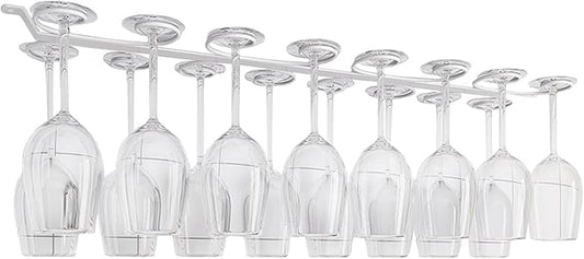 Under Cabinet Wine Glass Holder Iron 12 Hooks, Black Wire Hanging Rack, Storage Hanger Organizer, Space Saving, With 6 Hooks For Multiple Uses, Easy To Install