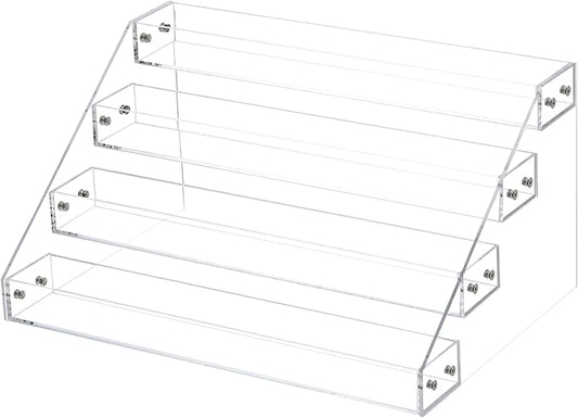 uxcell Acrylic Spice Rack Organizer for Cabinet, 4 Tier Clear Spice Rack Shelf Seasoning Can Organizer Spice Drawer Organizer for Countertop Cabinet Storage Pantry Kitchen Organization