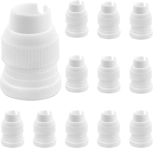 12Pcs White Piping Bag Couplers, Small Pipe Tip Coupler, Plastic Standard Couplers for Icing Nozzles (32 x 23mm/1.26 x 0.9 Inch)