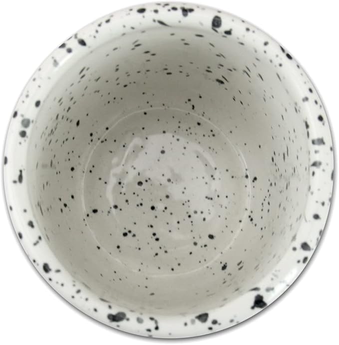 RoRo Handcrafted Ceramic Sipper Cups Set of 2-8 oz | White Glossy with Dark Speckles | Microwave & Dishwasher Safe | Compact Design for Coffee & Tea