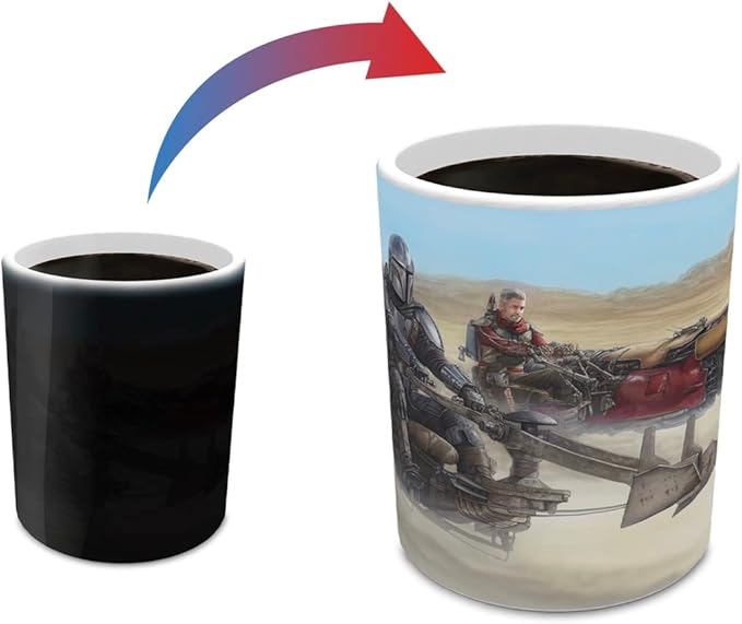 Morphing Mugs Star Wars – The Mandalorian – The Marshal - Thomas Kinkade Studios – One 11 oz Color Changing Ceramic Mug – Image Revealed When HOT Liquid Is Added! MMUG1445