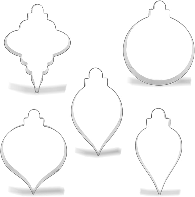 Keewah Christmas Ornament Cookie Cutter Set, 5 Piece, Stainless Steel