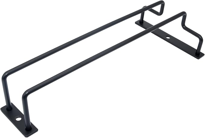9.64-Inch Under Cabinet Wine Glass Rack Stemware Holder Glasses Storage Hanger Metal Organizer for Bar Kitchen Black