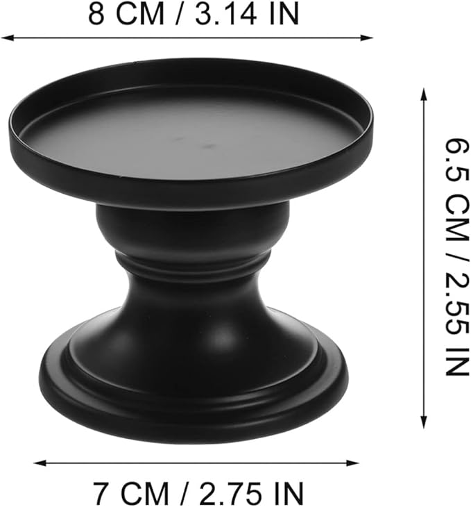 Abaodam Metal Candle Holders Set of 2, Reversible Pillar and Taper Candle Holder Stand for Fireplace, Table Centerpiece and Farmhouse Home Decor (Black)