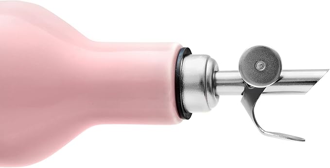 Ceramic Pink Olive Oil Dispenser - Coffee Syrup & Vinegar Cruet, Weighted Pourer, Safe Storage