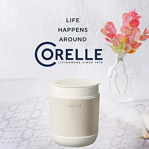 Corelle Stoneware 4-Pc Tumbler Set of 2 with Lids, Handcrafted Artisanal Travel Mug, Solid Glaze Stoneware, 13-1/2-Oz Travel Coffee Mug Set, Navy